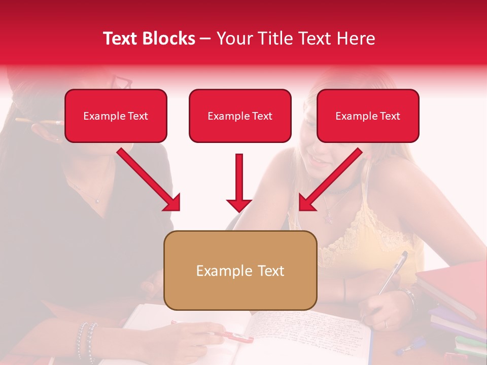 August Means Back To School, Teacher And Student Share Some One On One Instruction Time In A Classroom Environment Isolated Over White. PowerPoint Template