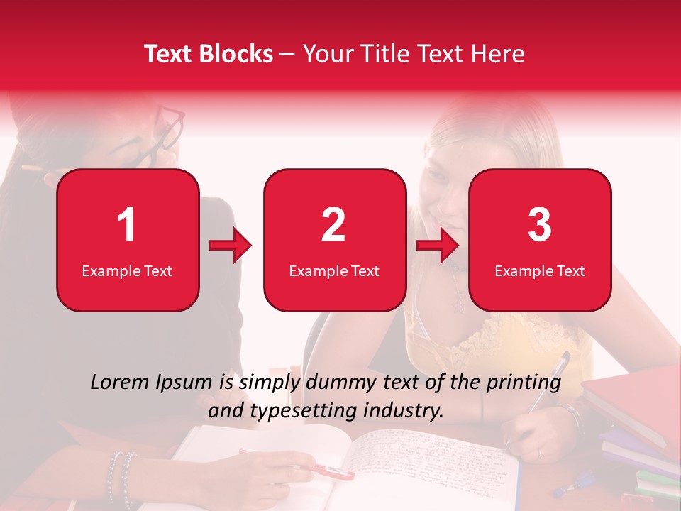 August Means Back To School, Teacher And Student Share Some One On One Instruction Time In A Classroom Environment Isolated Over White. PowerPoint Template