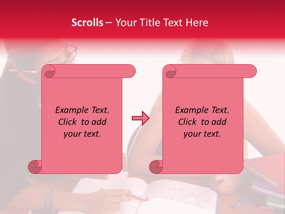 August Means Back To School, Teacher And Student Share Some One On One Instruction Time In A Classroom Environment Isolated Over White. PowerPoint Template