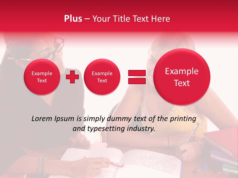 August Means Back To School, Teacher And Student Share Some One On One Instruction Time In A Classroom Environment Isolated Over White. PowerPoint Template