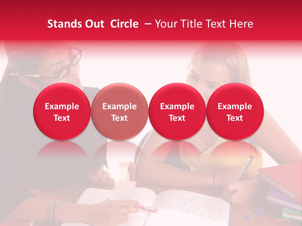 August Means Back To School, Teacher And Student Share Some One On One Instruction Time In A Classroom Environment Isolated Over White. PowerPoint Template