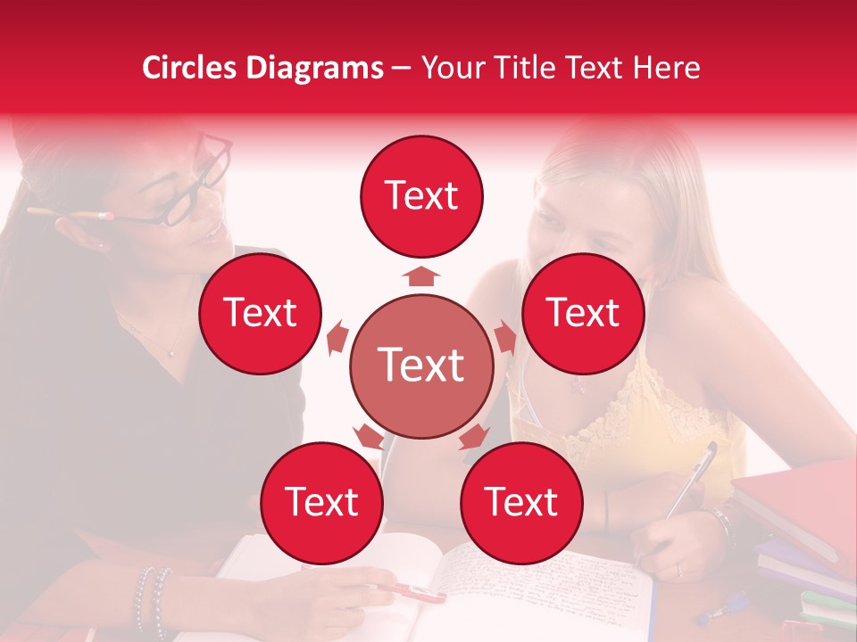 August Means Back To School, Teacher And Student Share Some One On One Instruction Time In A Classroom Environment Isolated Over White. PowerPoint Template