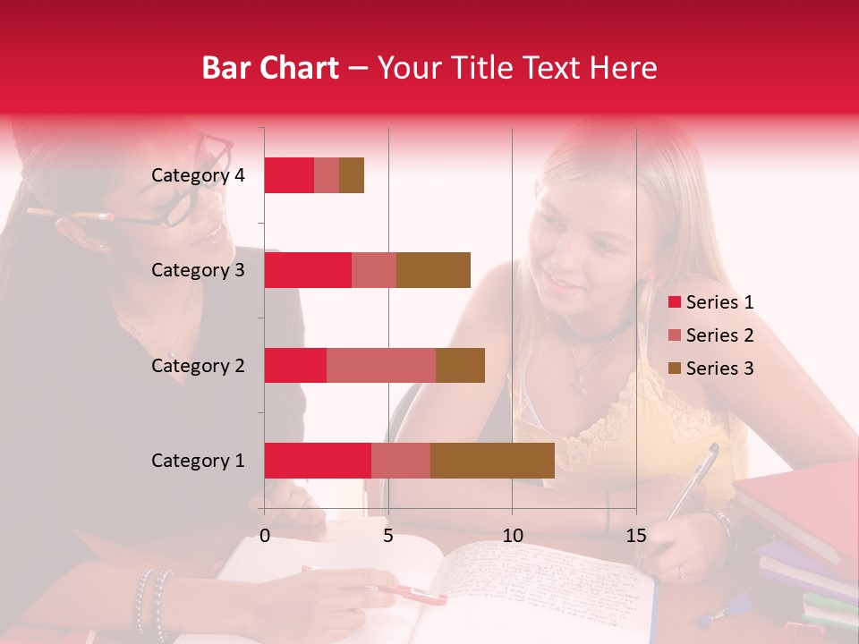 August Means Back To School, Teacher And Student Share Some One On One Instruction Time In A Classroom Environment Isolated Over White. PowerPoint Template