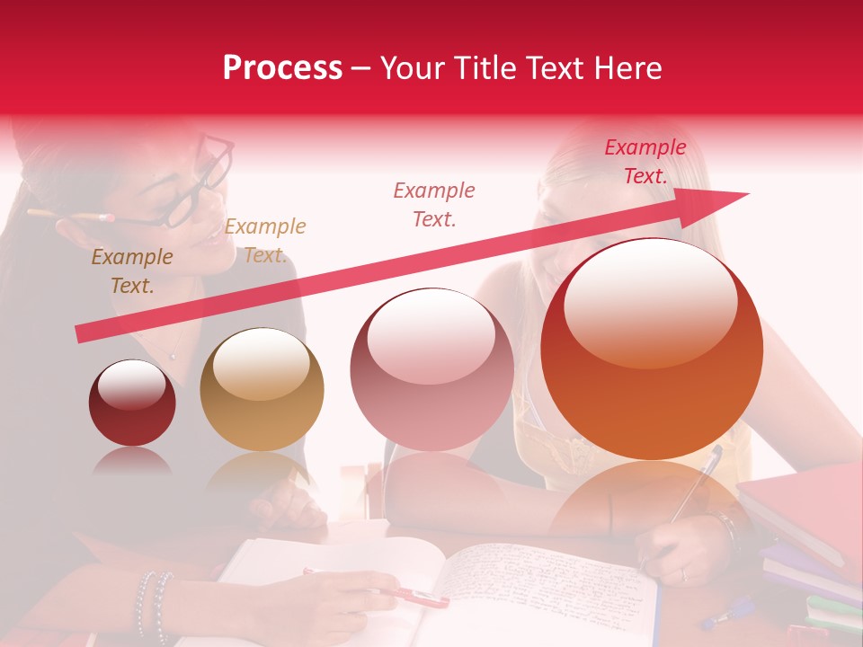 August Means Back To School, Teacher And Student Share Some One On One Instruction Time In A Classroom Environment Isolated Over White. PowerPoint Template