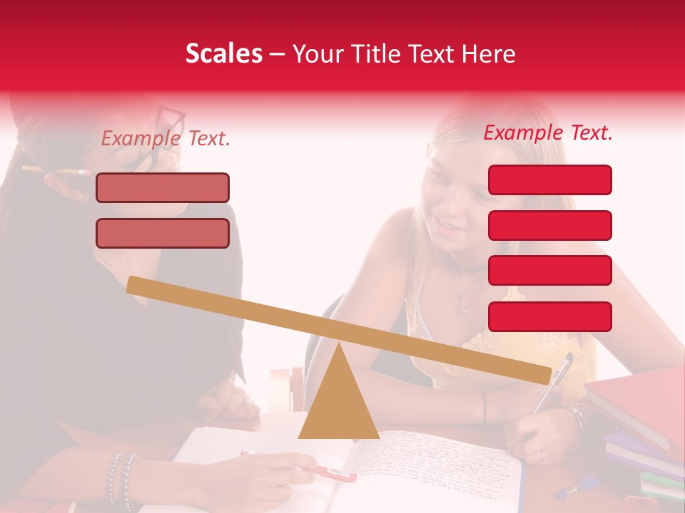 August Means Back To School, Teacher And Student Share Some One On One Instruction Time In A Classroom Environment Isolated Over White. PowerPoint Template