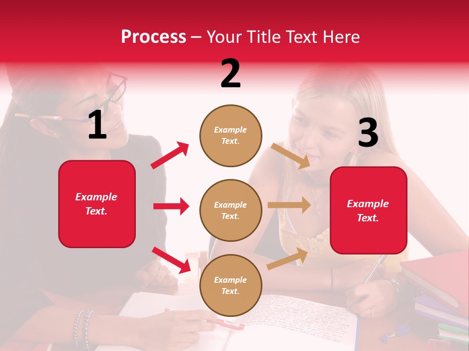 August Means Back To School, Teacher And Student Share Some One On One Instruction Time In A Classroom Environment Isolated Over White. PowerPoint Template