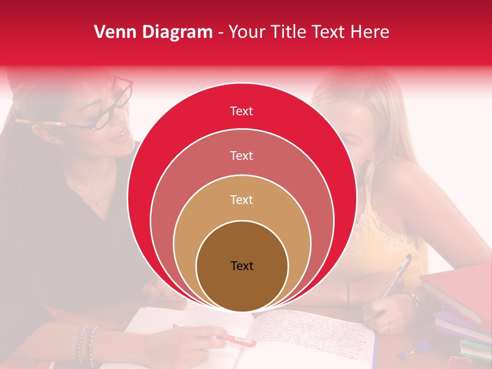 August Means Back To School, Teacher And Student Share Some One On One Instruction Time In A Classroom Environment Isolated Over White. PowerPoint Template