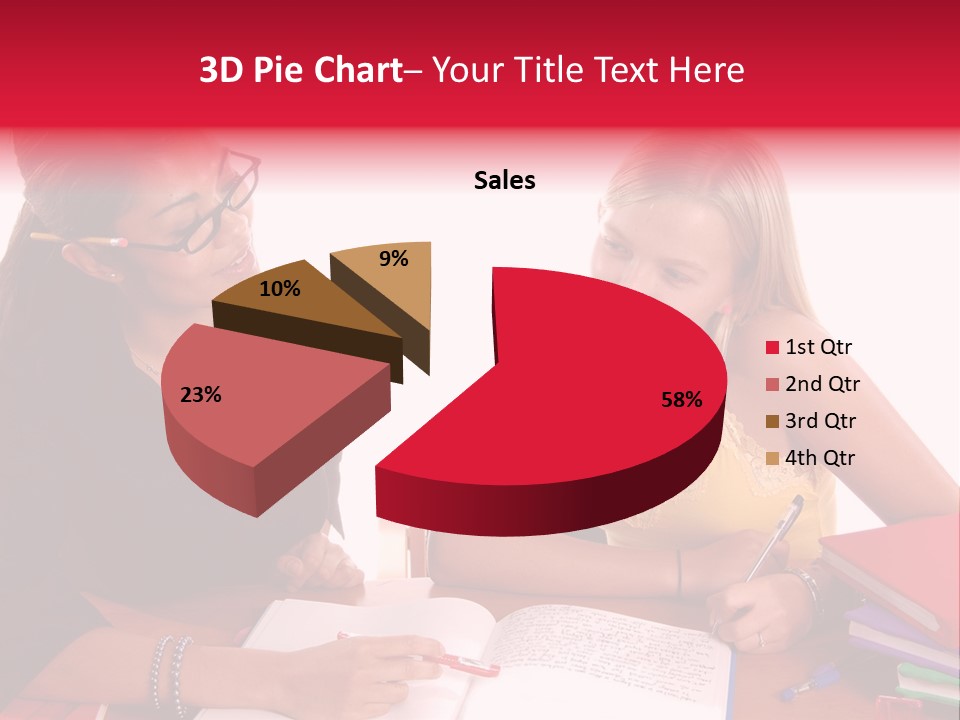 August Means Back To School, Teacher And Student Share Some One On One Instruction Time In A Classroom Environment Isolated Over White. PowerPoint Template