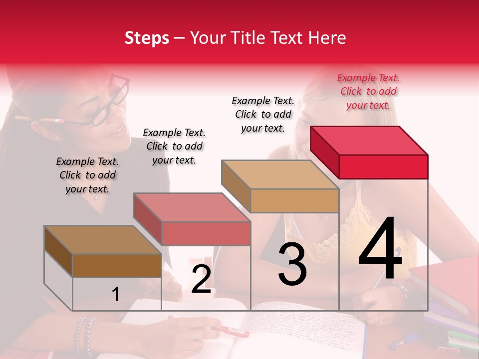 August Means Back To School, Teacher And Student Share Some One On One Instruction Time In A Classroom Environment Isolated Over White. PowerPoint Template