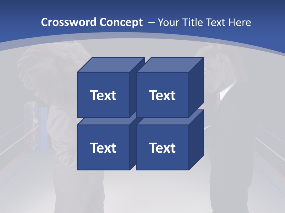 Us Republican And Democrat Mascots Represented By A Donkey And An Elephant Face Off In A Boxing Ring In Business Suits With Red White And Blue Boxing Gloves. PowerPoint Template