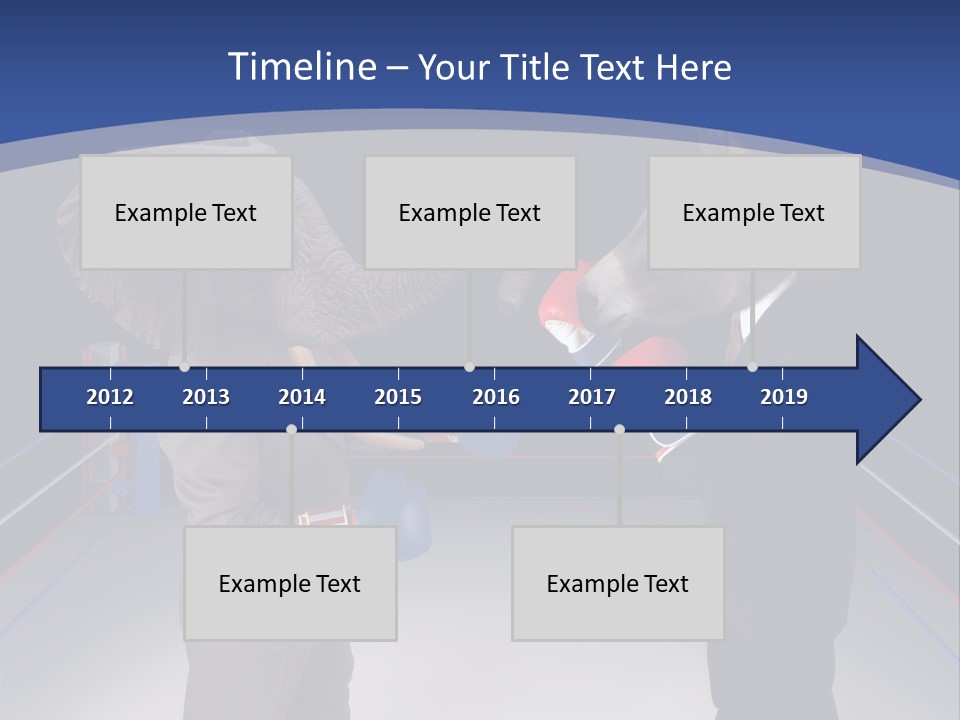 Us Republican And Democrat Mascots Represented By A Donkey And An Elephant Face Off In A Boxing Ring In Business Suits With Red White And Blue Boxing Gloves. PowerPoint Template