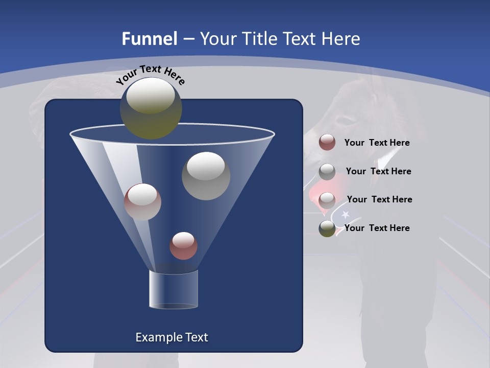 Us Republican And Democrat Mascots Represented By A Donkey And An Elephant Face Off In A Boxing Ring In Business Suits With Red White And Blue Boxing Gloves. PowerPoint Template