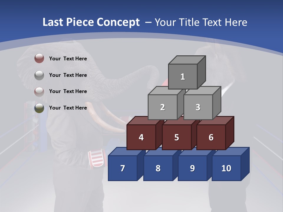 Us Republican And Democrat Mascots Represented By A Donkey And An Elephant Face Off In A Boxing Ring In Business Suits With Red White And Blue Boxing Gloves. PowerPoint Template