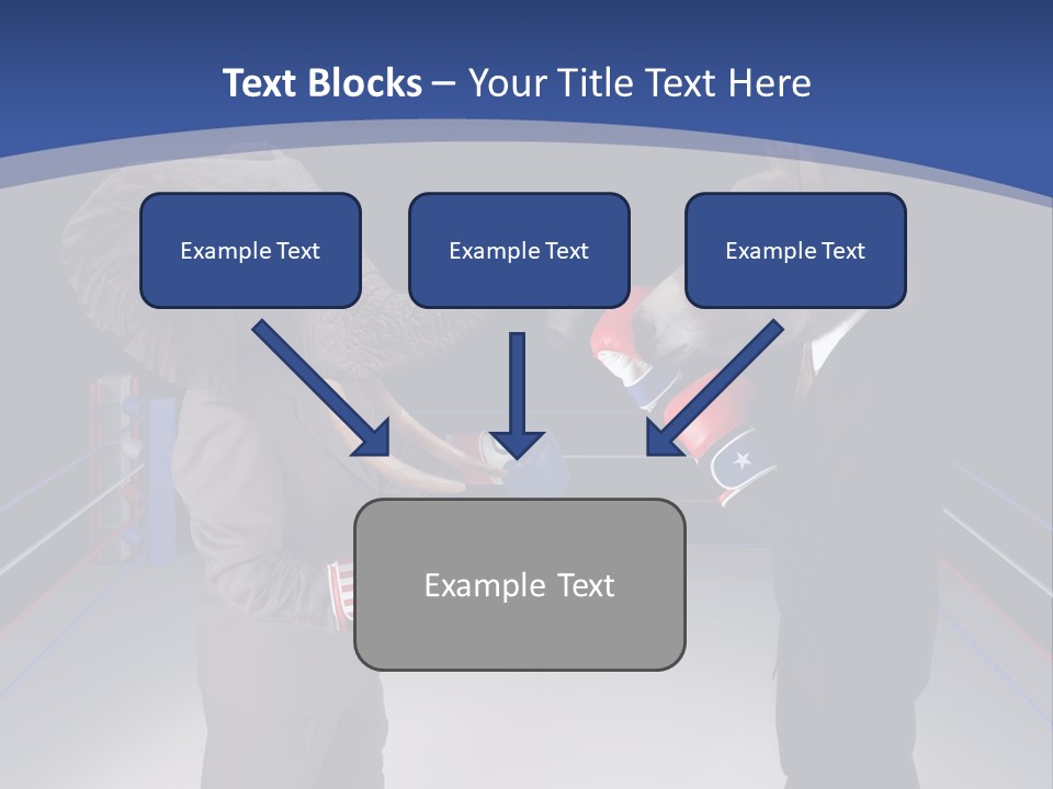Us Republican And Democrat Mascots Represented By A Donkey And An Elephant Face Off In A Boxing Ring In Business Suits With Red White And Blue Boxing Gloves. PowerPoint Template