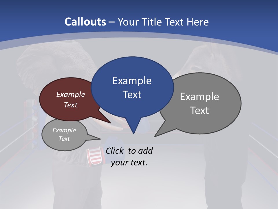 Us Republican And Democrat Mascots Represented By A Donkey And An Elephant Face Off In A Boxing Ring In Business Suits With Red White And Blue Boxing Gloves. PowerPoint Template