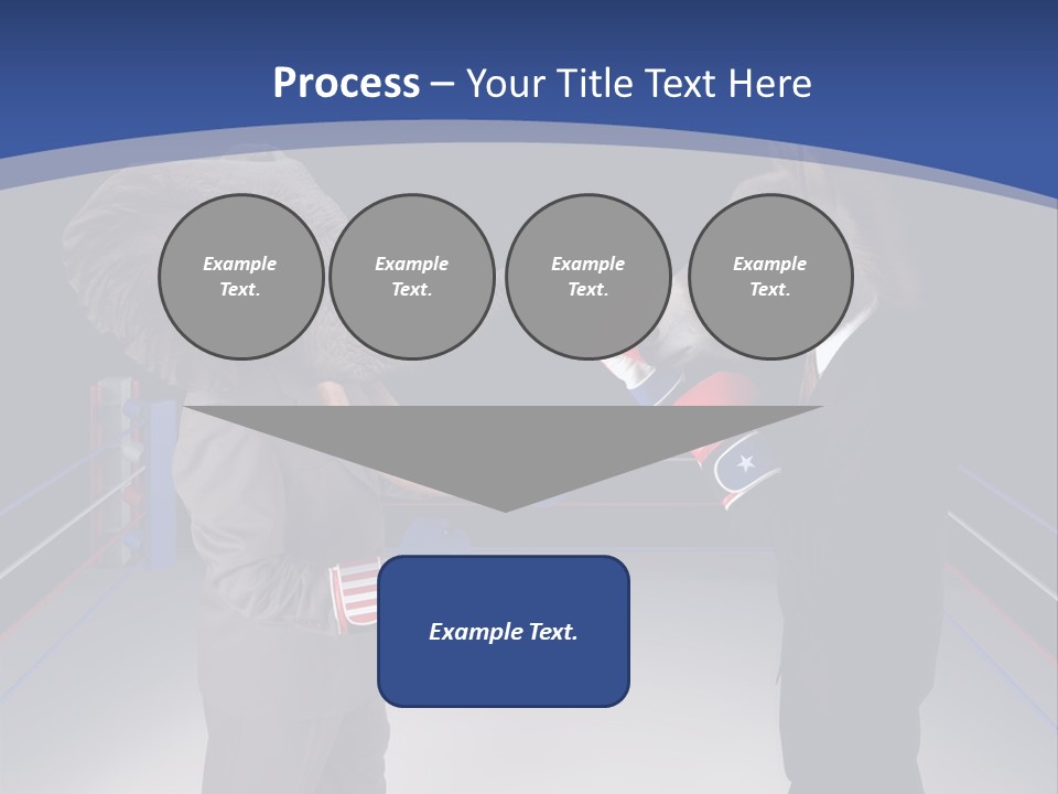 Us Republican And Democrat Mascots Represented By A Donkey And An Elephant Face Off In A Boxing Ring In Business Suits With Red White And Blue Boxing Gloves. PowerPoint Template