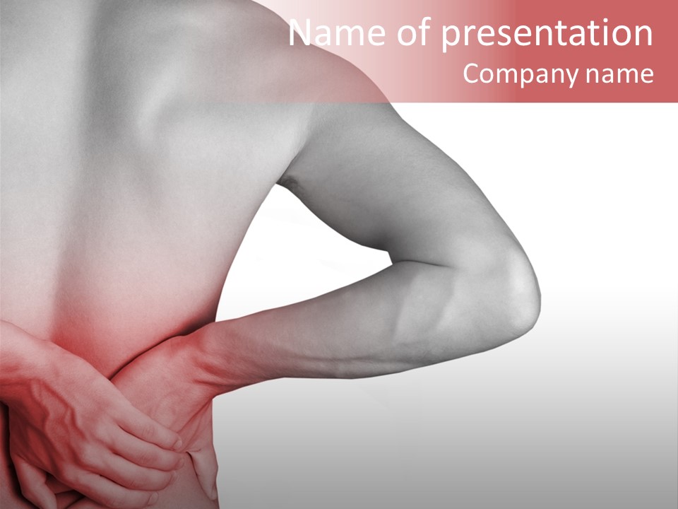 Rear View Of A Young Male. Holding His Back In Pain. PowerPoint Template