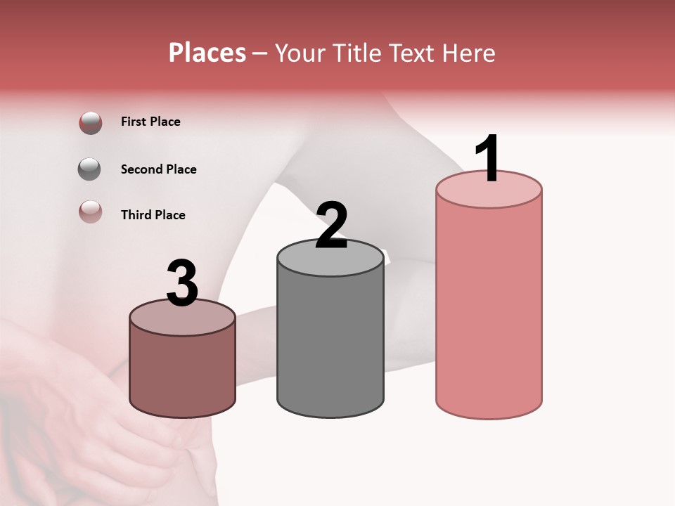 Rear View Of A Young Male. Holding His Back In Pain. PowerPoint Template