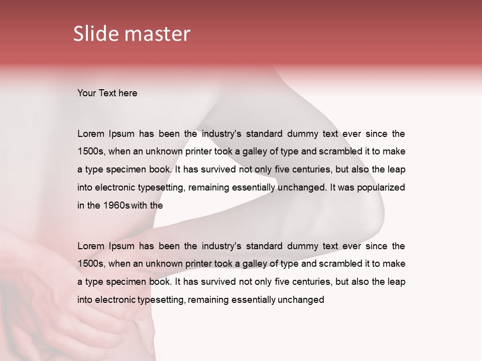 Rear View Of A Young Male. Holding His Back In Pain. PowerPoint Template