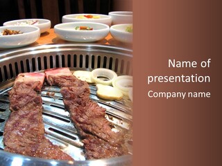 A Bunch Of Food That Is On A Grill PowerPoint Template