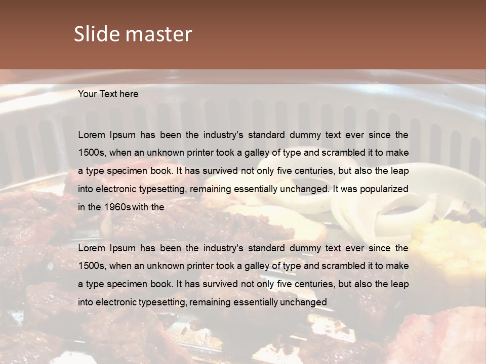 A Large Metal Pan Filled With Food On Top Of A Table PowerPoint Template