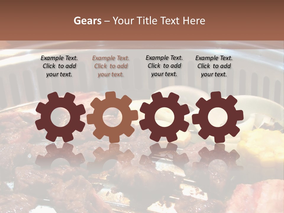 A Large Metal Pan Filled With Food On Top Of A Table PowerPoint Template