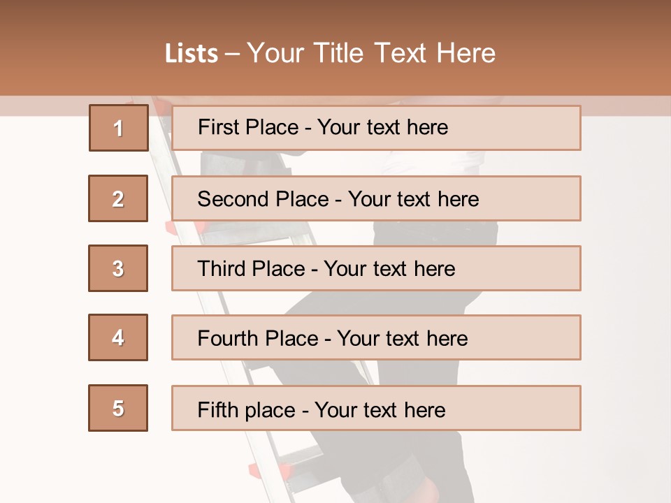 Isolated Blonde Mother And Blond Son On A Step-Ladder PowerPoint Template
