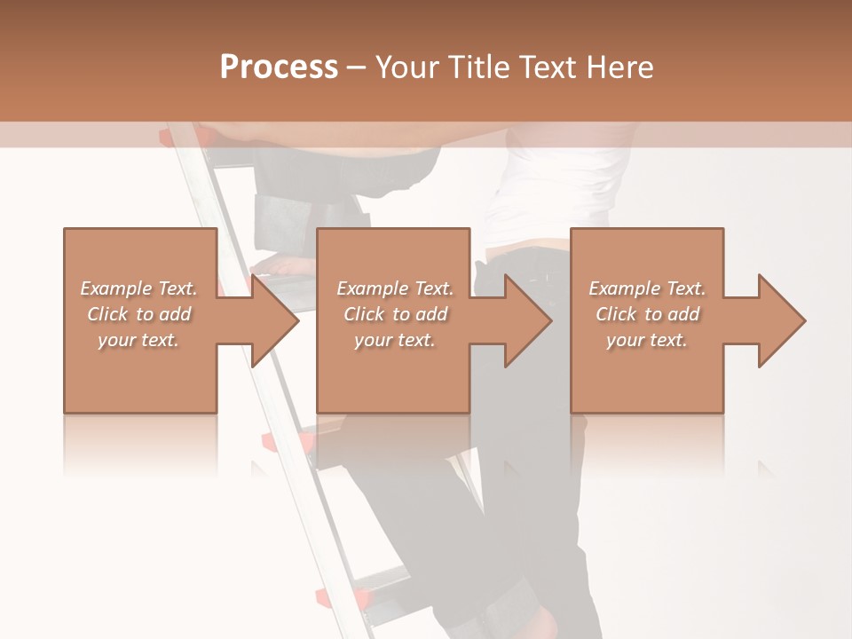 Isolated Blonde Mother And Blond Son On A Step-Ladder PowerPoint Template