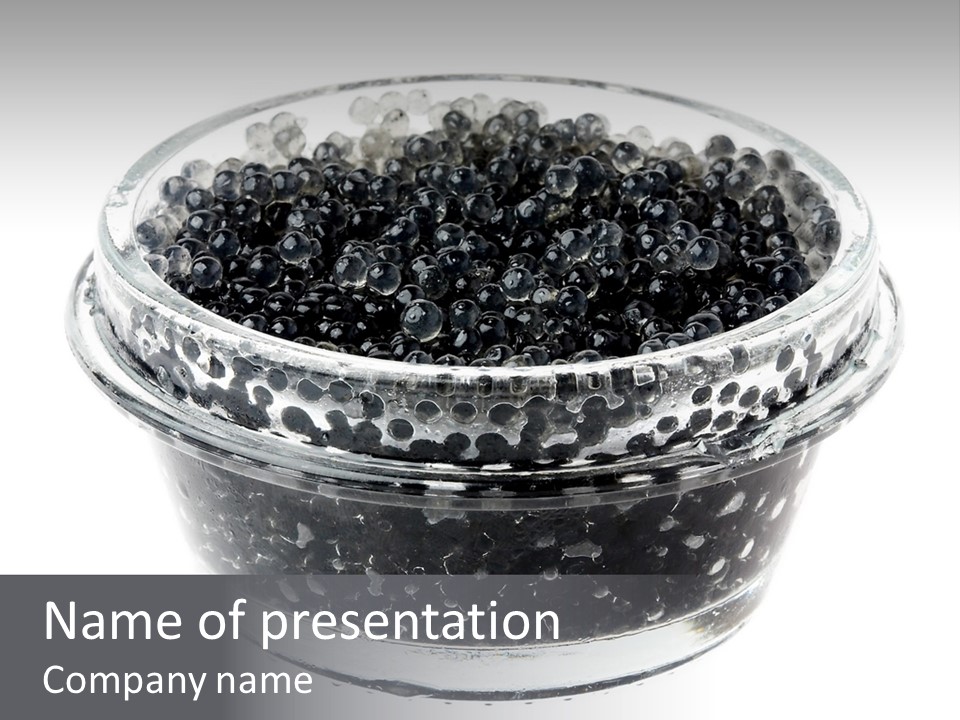 Black Caviar In A Glass Jar On A White Background PowerPoint Template