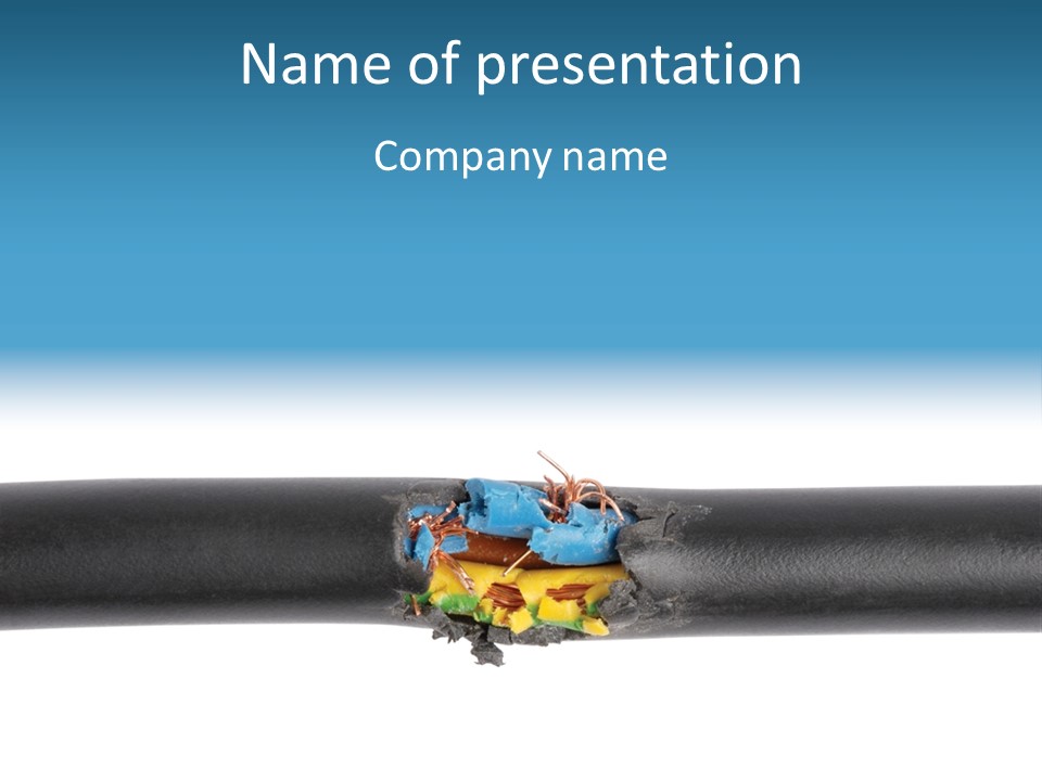 Macro Detail Of A Damaged Cable. PowerPoint Template