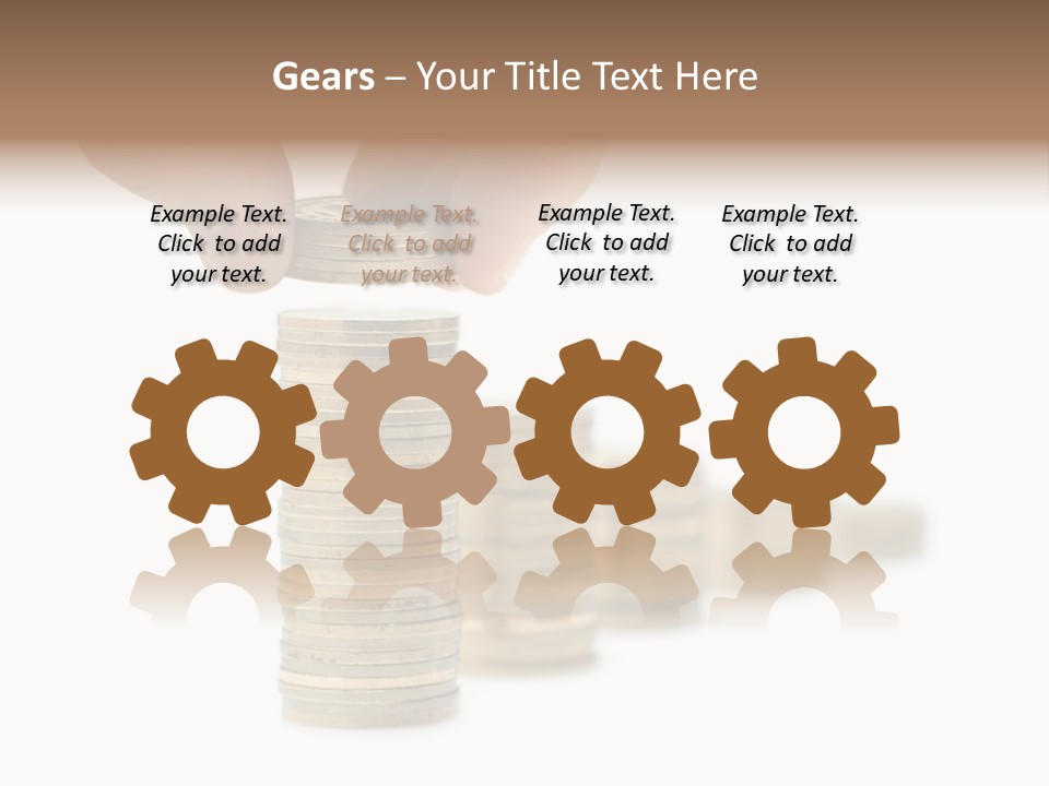 A Person Stacking Coins In Front Of A White Background PowerPoint Template