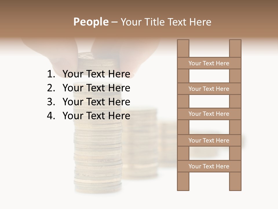 A Person Stacking Coins In Front Of A White Background PowerPoint Template