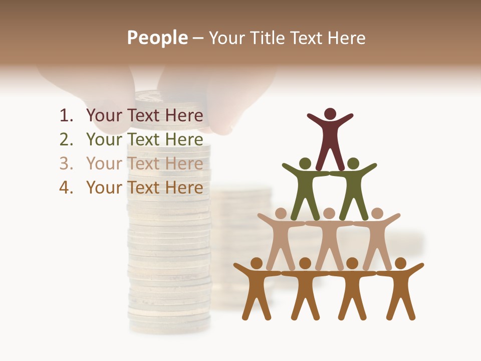 A Person Stacking Coins In Front Of A White Background PowerPoint Template