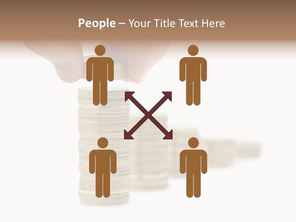 A Person Stacking Coins In Front Of A White Background PowerPoint Template