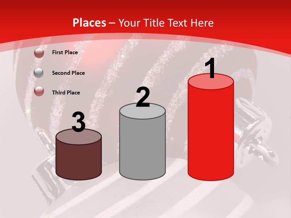 Close-Up Of Red And Silver Ornaments PowerPoint Template