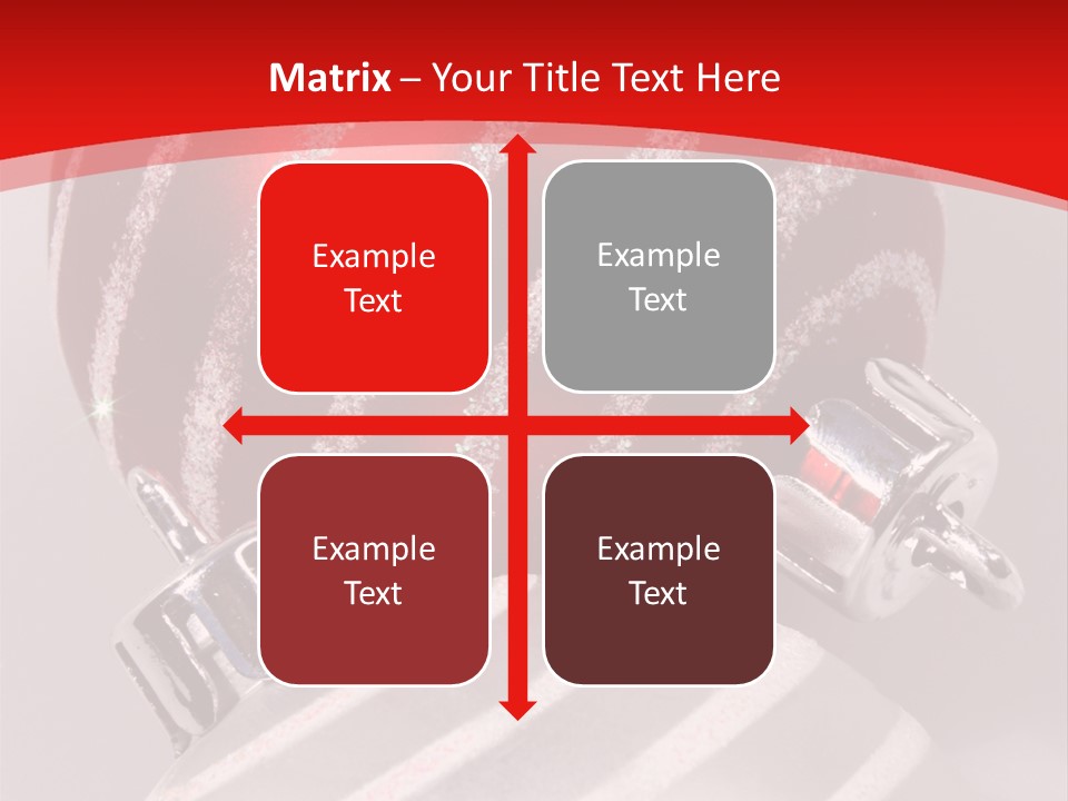 Close-Up Of Red And Silver Ornaments PowerPoint Template