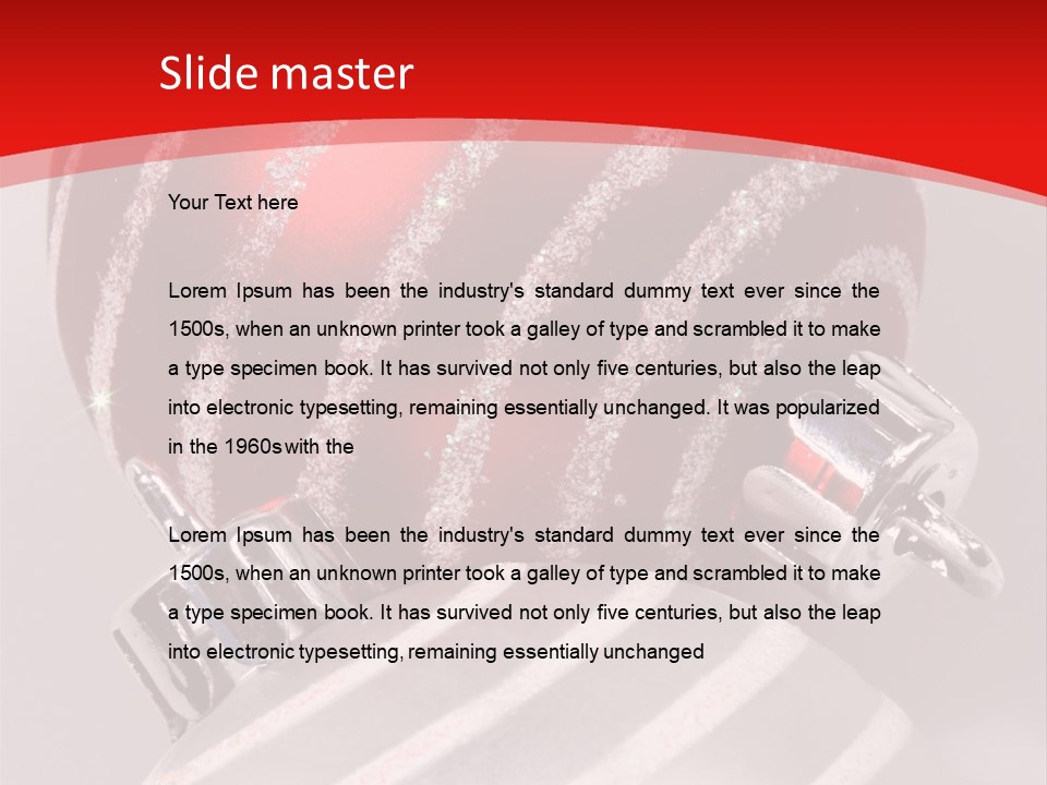 Close-Up Of Red And Silver Ornaments PowerPoint Template