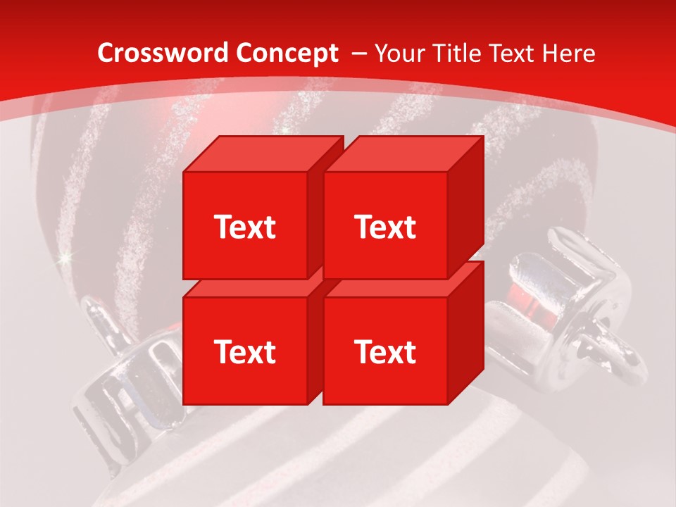 Close-Up Of Red And Silver Ornaments PowerPoint Template
