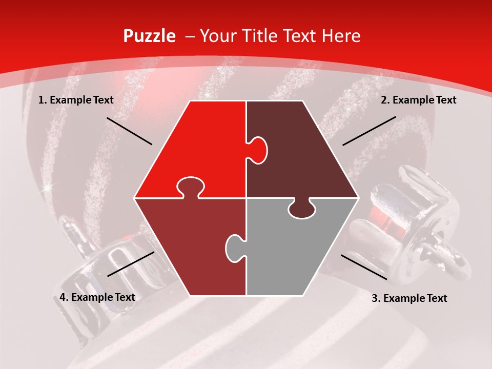 Close-Up Of Red And Silver Ornaments PowerPoint Template