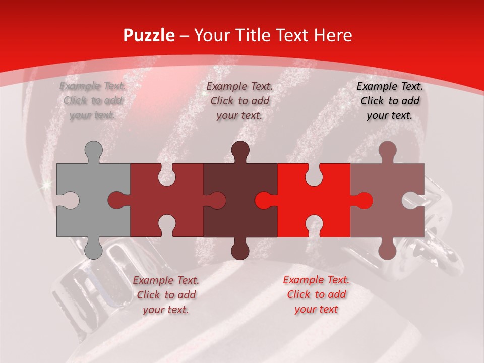 Close-Up Of Red And Silver Ornaments PowerPoint Template