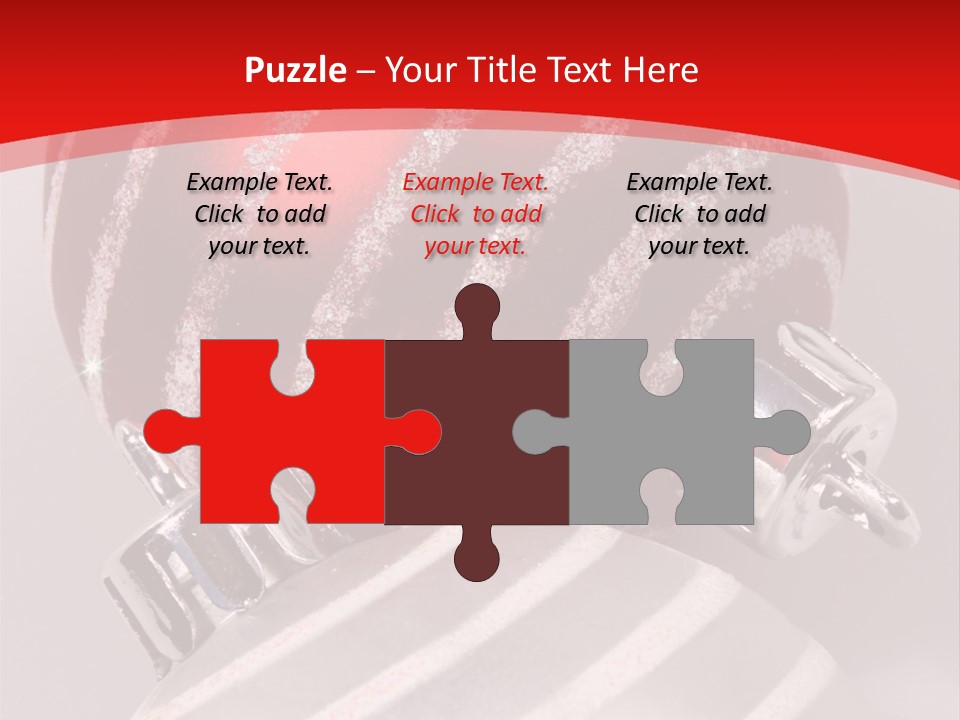 Close-Up Of Red And Silver Ornaments PowerPoint Template