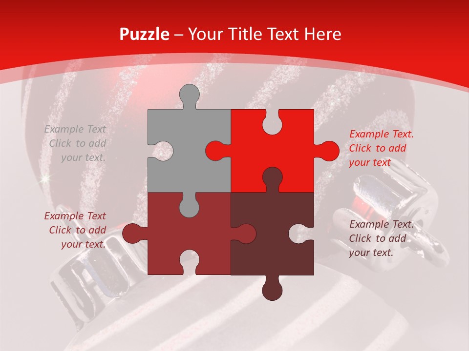 Close-Up Of Red And Silver Ornaments PowerPoint Template