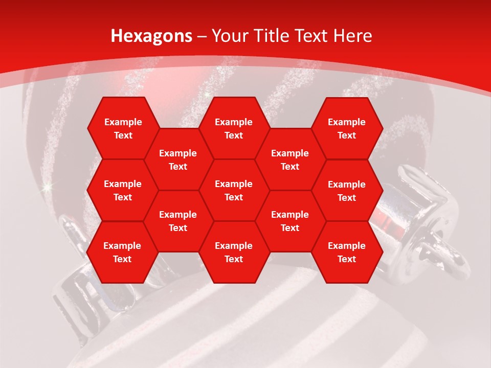 Close-Up Of Red And Silver Ornaments PowerPoint Template