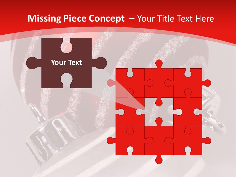 Close-Up Of Red And Silver Ornaments PowerPoint Template