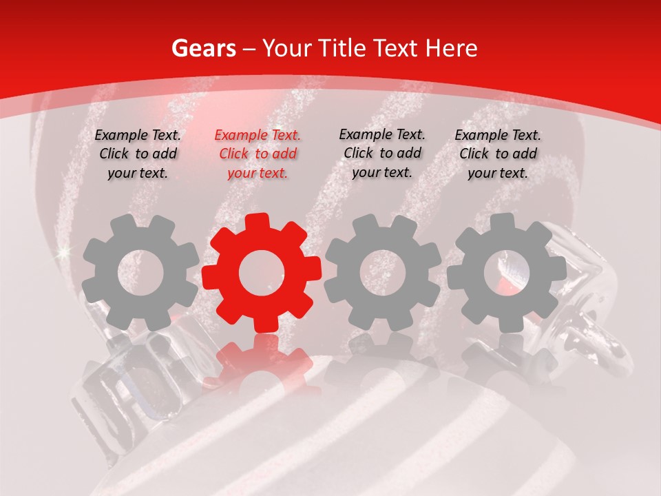 Close-Up Of Red And Silver Ornaments PowerPoint Template