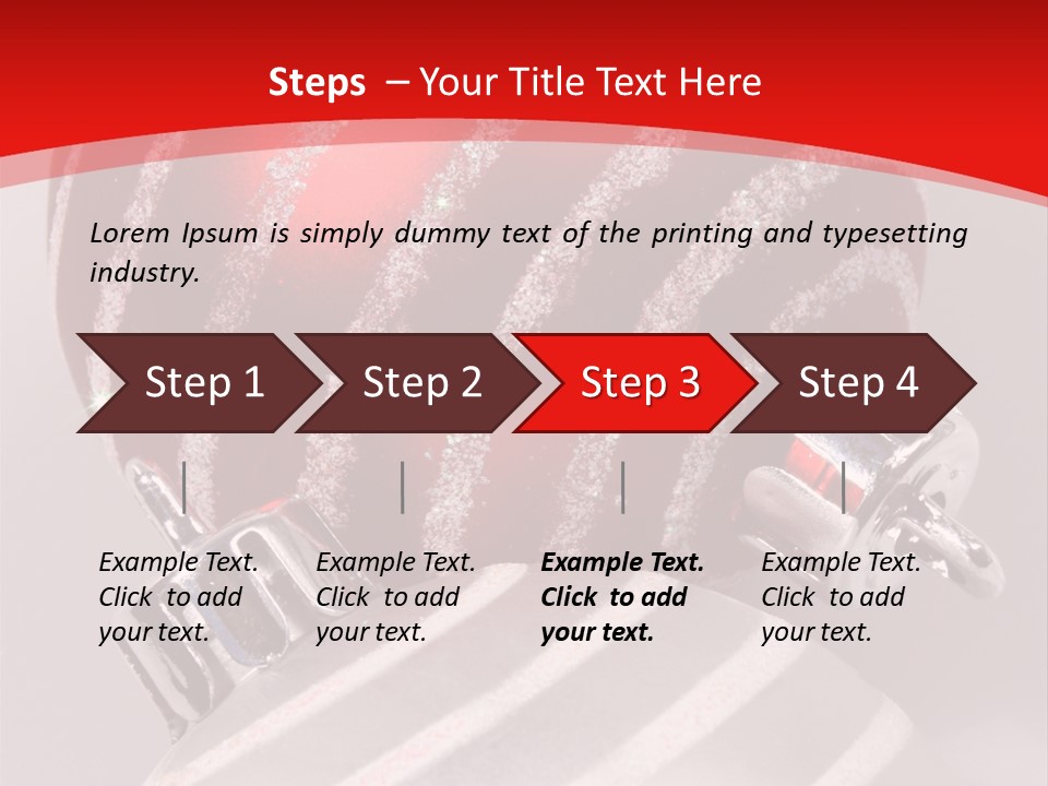 Close-Up Of Red And Silver Ornaments PowerPoint Template