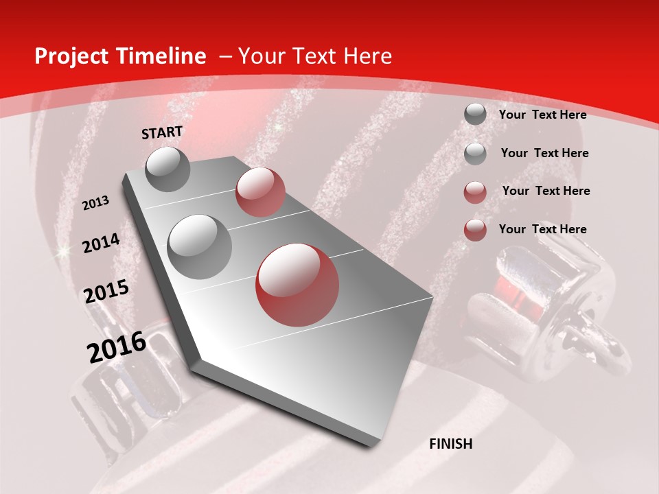 Close-Up Of Red And Silver Ornaments PowerPoint Template