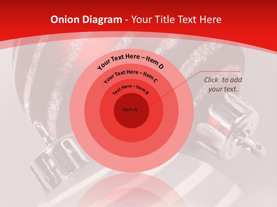 Close-Up Of Red And Silver Ornaments PowerPoint Template