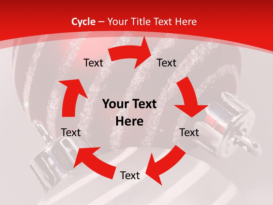 Close-Up Of Red And Silver Ornaments PowerPoint Template