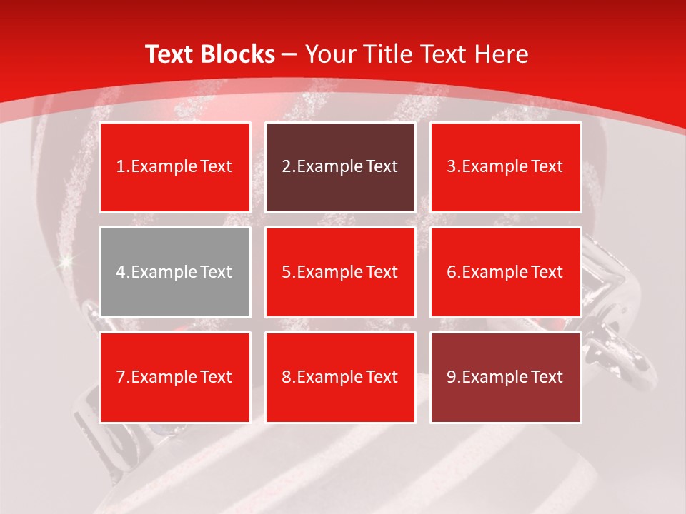 Close-Up Of Red And Silver Ornaments PowerPoint Template